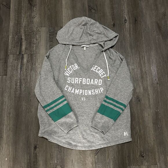 Victoria's Secret Sweaters - VICTORIA'S SECRET Womens V-Neck Surfboard Championship Hoodie Medium